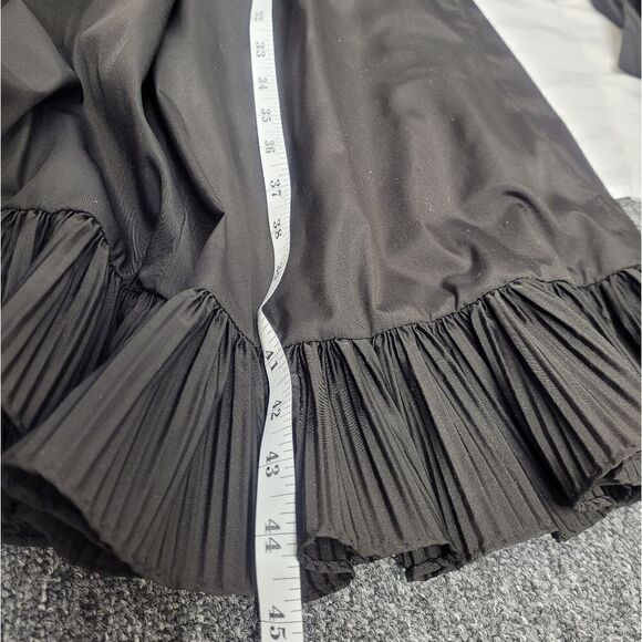 VINTAGE 60s dress black ruffle long sleeve scoop neck midi S - Picture 11 of 11